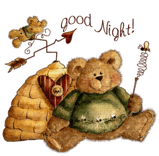 text good night teddy bear gif honey sweet tube - GIF animé gratuit