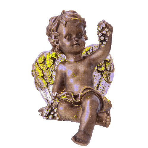 Ангелок с виноградом - Gratis animeret GIF