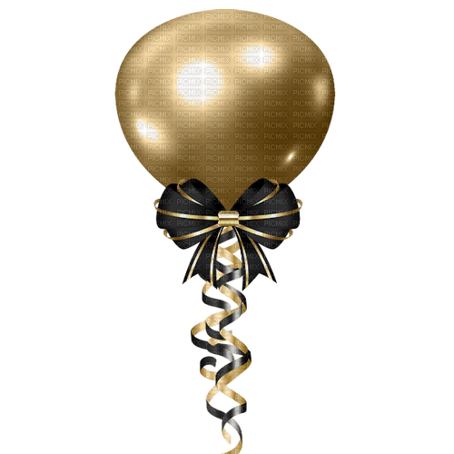 Ballon doré ruban noir - ingyenes png
