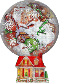 Santa's House Snow Globe - Free animated GIF
