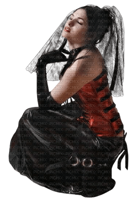 Kaz_Creations Woman Femme Gothic Sitting - 無料png