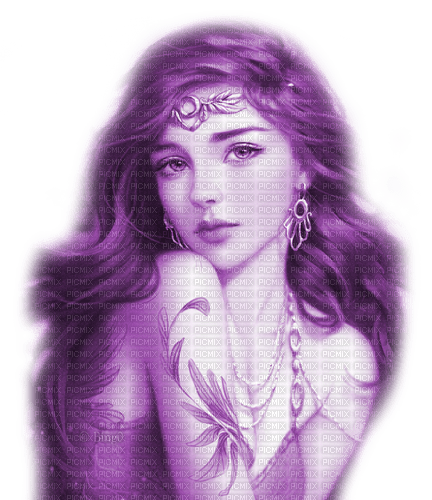 Y.A.M._Fantasy woman girl purple - gratis png