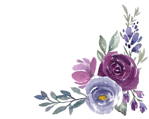 paint flowers frame  violet watercolor - GIF animé gratuit