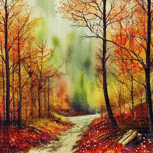 kikkapink autumn background forest painting - бесплатно png