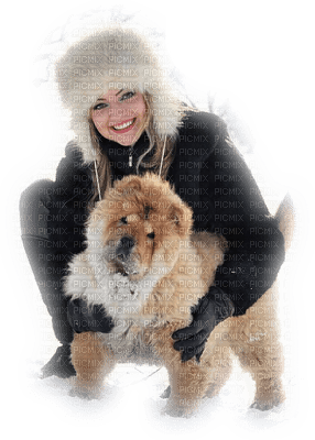 Kaz_Creations Woman Femme  Dog Pup Winter - png ฟรี
