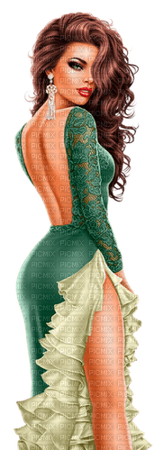 woman in green by nataliplus - darmowe png
