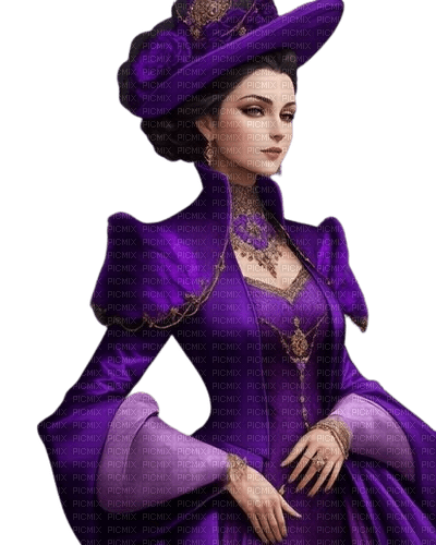 vintage woman purple hat - бесплатно png
