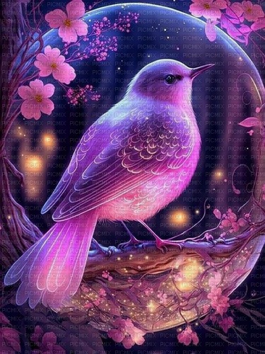 pink fantasy bird in bubble by papuzzetto - gratis png