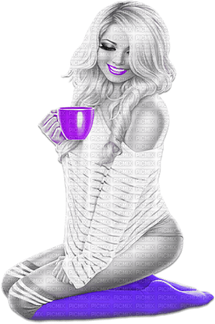 soave woman fashion coffee black white purple - PNG gratuit