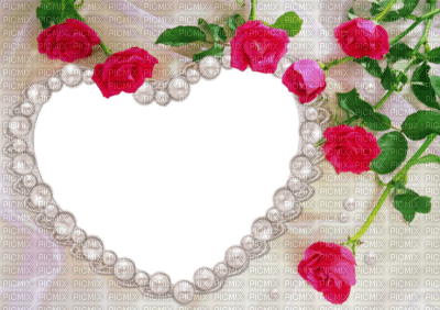 coeur perle avec roses roses - nemokama png