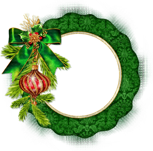 Christmas.Circle.Frame.Red.Green.Gold - png grátis