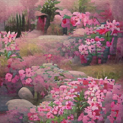 Pink Flower Garden Vintage - PNG gratuit