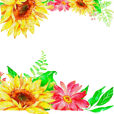 Y.A.M._Summer Flowers Decor frame - Zdarma animovaný GIF