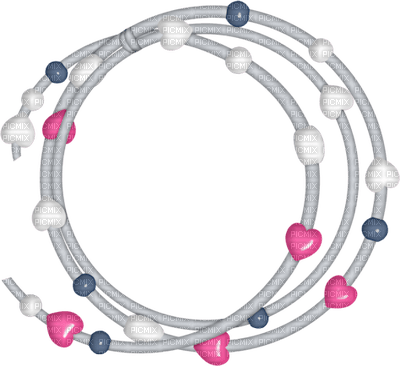 Kaz_Creations Deco Circle Frame Beads Hearts   Colours - png gratuito