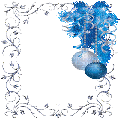 kikkapink frame animated blue christmas - Δωρεάν κινούμενο GIF