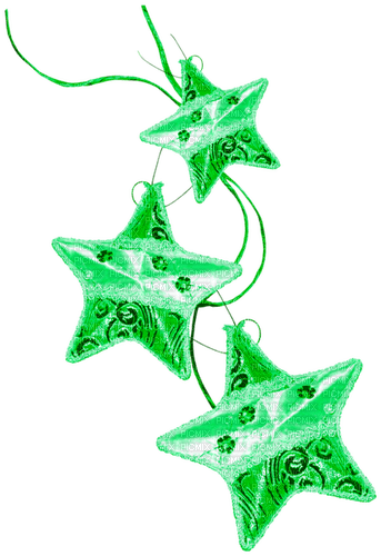Stars.Ornaments.Green - PNG gratuit