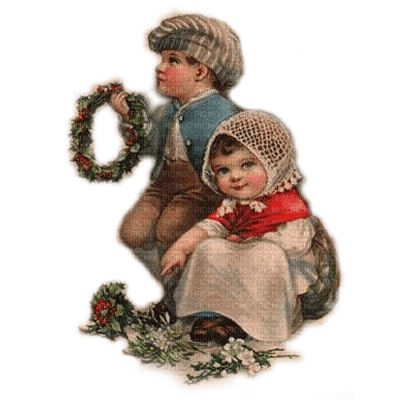 niños navidad vintage dubravka4 - Free PNG