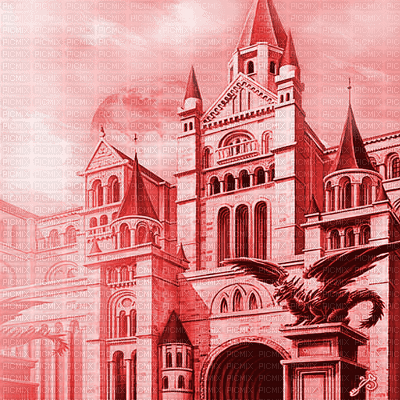 Y.A.M._Fantasy Castle background red - ücretsiz png
