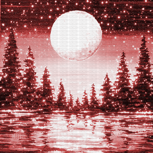 Y.A.M._Fantasy Landscape moon background red - GIF animado gratis