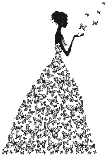 Glitter femme papillon noir - GIF animado gratis