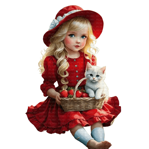 loly33 enfant chat fraise - zadarmo png
