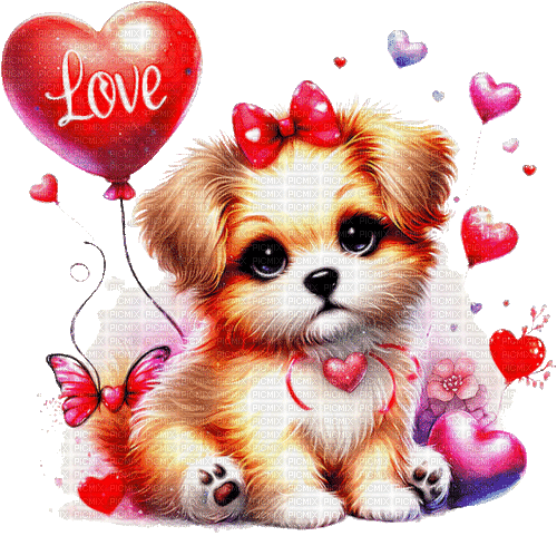 SM3 RED GIF VDAY DOG LOVE ANIMATION GIF - Бесплатни анимирани ГИФ