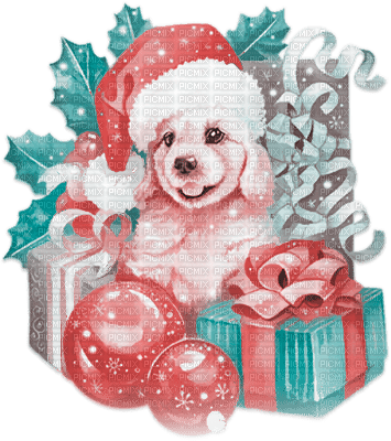 soave animals dog christmas winter pink teal - Free PNG