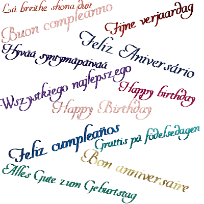 Happy Birthday - in different languages - PNG gratuit