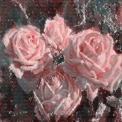 dolceluna pink spring roses rose garden painting - Nemokamas animacinis gif