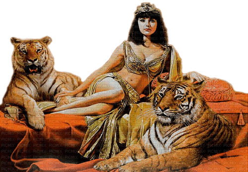 fantasy woman with tigers by nataliplus - besplatni png