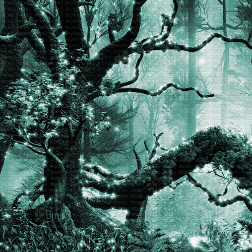 Y.A.M._Fantasy forest background blue - Δωρεάν κινούμενο GIF