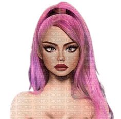 Femme cheveux roses - 無料png
