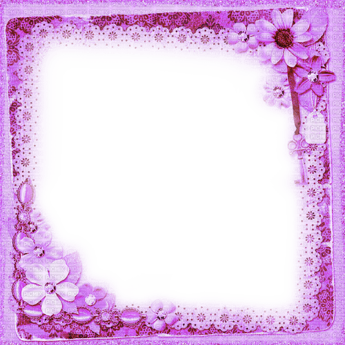 Purple Flowers Frame - By KittyKatLuv65 - png ฟรี