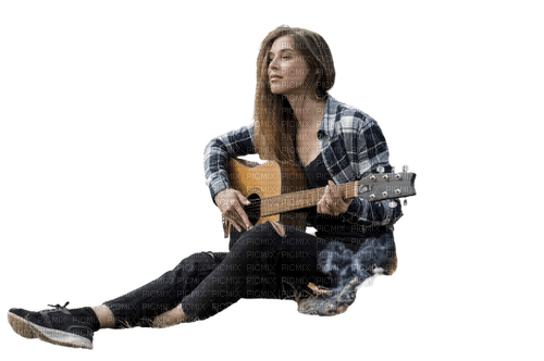 Frau mit Gitarre - zdarma png