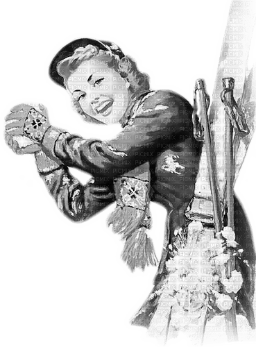 soave woman vintage pin up winter ski sport - zdarma png