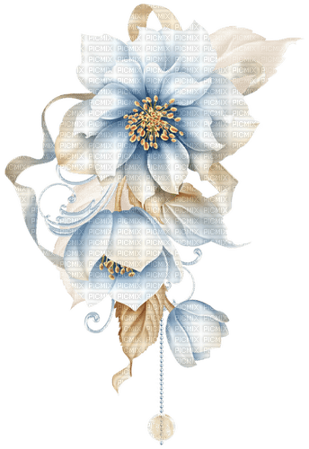 blue brown flower deco rox - δωρεάν png