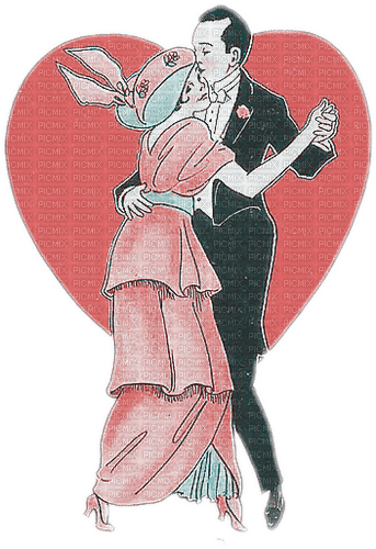 soave  vintage valentine couple heart pink teal - PNG gratuit
