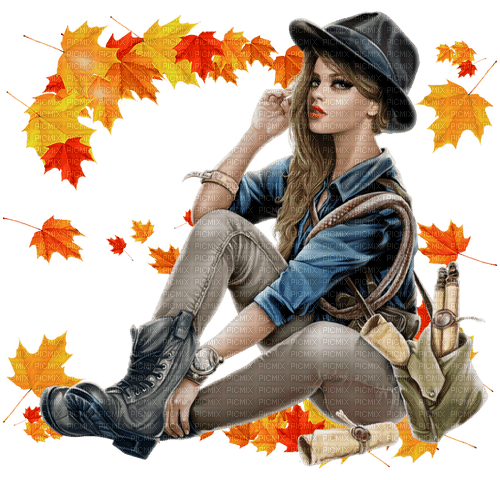 Woman. Fall. Autumn. Leila - nemokama png
