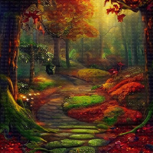kikkapink autumn fantasy background forest - бесплатно png