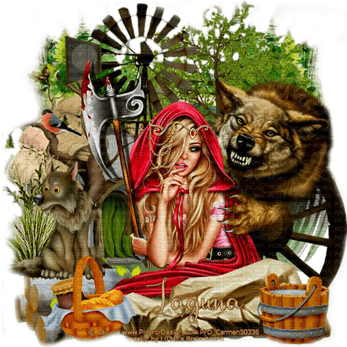 fantasy woman and wolf by nataliplus - png gratis