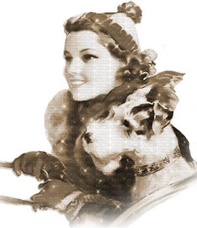 soave woman vintage winter christmas dog animals - png ฟรี