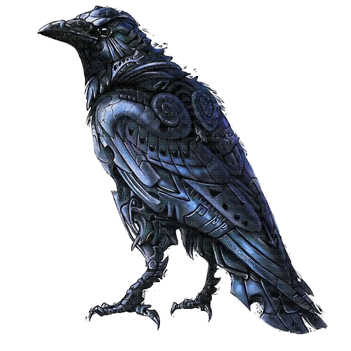 steampunk blue black bird - GIF animé gratuit