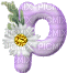 Kaz_Creations Alphabets Purple Heart Flowers Letter P - Gratis animerad GIF