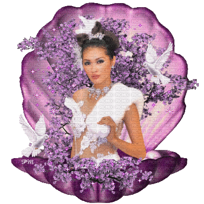femme en violet - Gratis animerad GIF