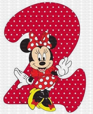 image encre bon anniversaire numéro 2  Minnie Disney edited by me - Free PNG