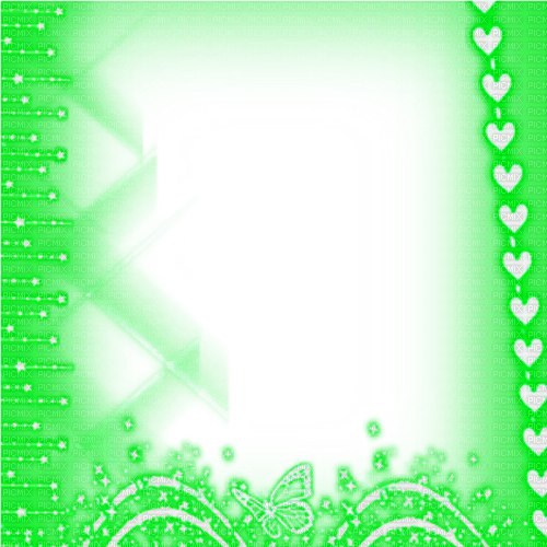 Frame.Hearts.Stars.Butterfly.White.Green - PNG gratuit