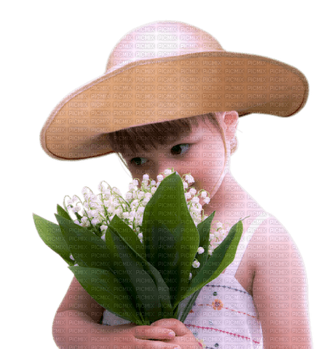 Child with Lily of the Valley/ enfant avec Muguet - png ฟรี