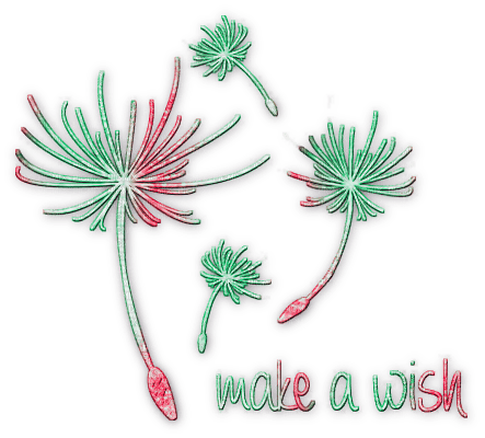 soave text deco make a wish dandelion pink green - Free PNG