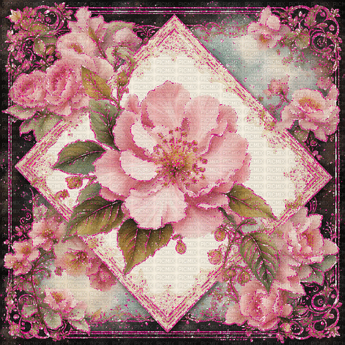springtimes vintage animated pink flowers fond - 無料のアニメーション GIF