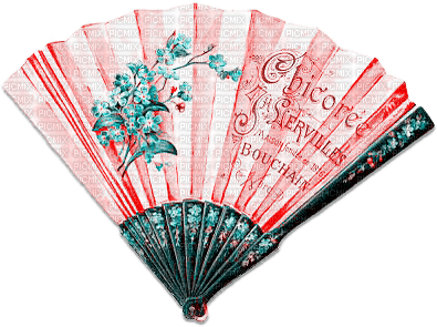 soave deco vintage victorian fan pink teal - фрее пнг